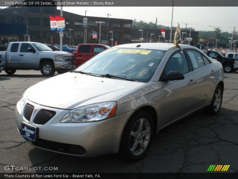 Liquid Silver Metallic / Ebony Black 2008 Pontiac G6 V6 Sedan