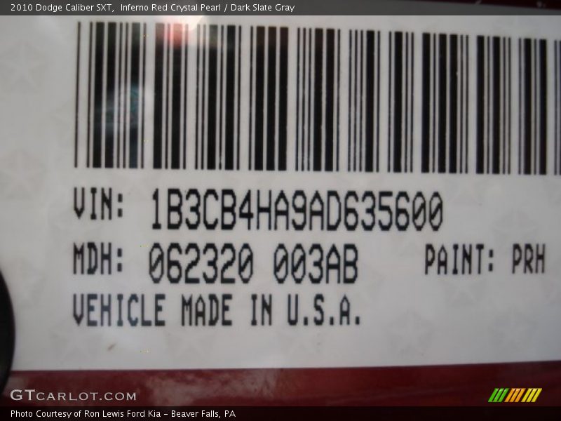 Inferno Red Crystal Pearl / Dark Slate Gray 2010 Dodge Caliber SXT