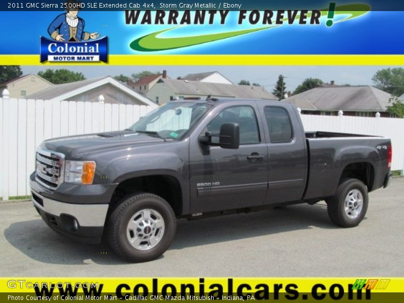 Storm Gray Metallic / Ebony 2011 GMC Sierra 2500HD SLE Extended Cab 4x4