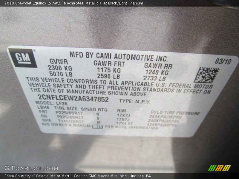 Mocha Steel Metallic / Jet Black/Light Titanium 2010 Chevrolet Equinox LS AWD