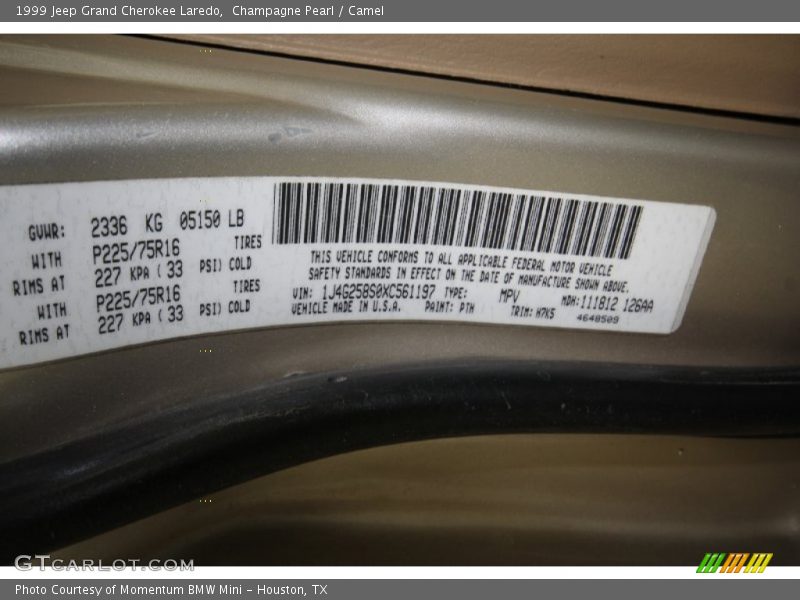 Champagne Pearl / Camel 1999 Jeep Grand Cherokee Laredo
