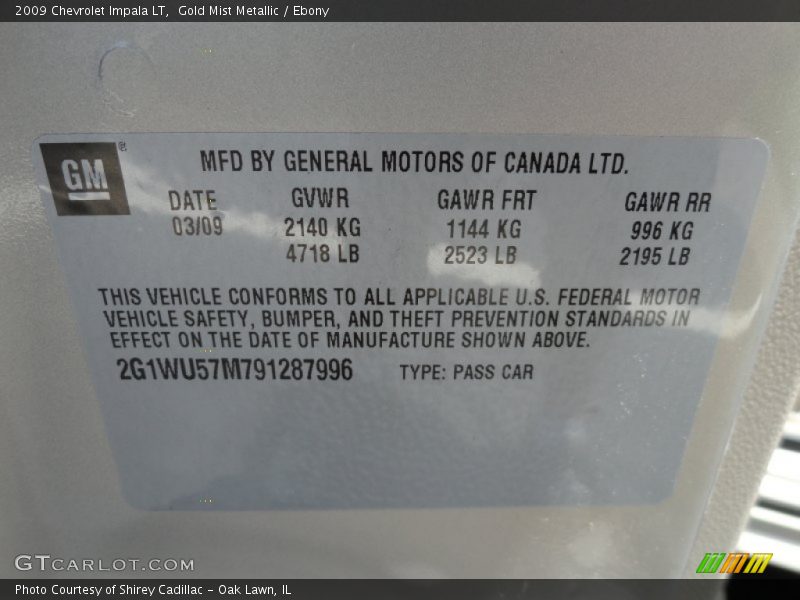 Gold Mist Metallic / Ebony 2009 Chevrolet Impala LT