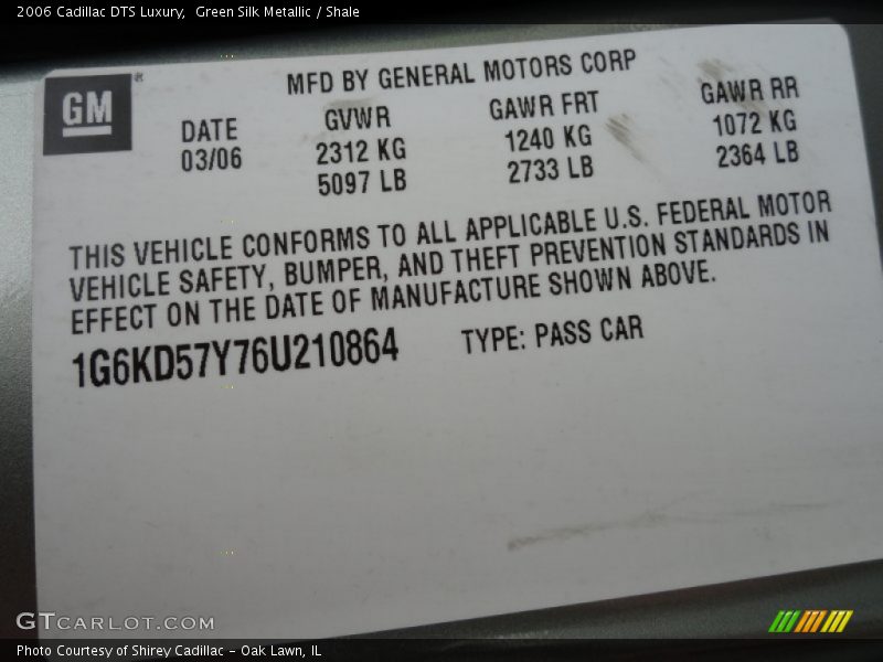 Green Silk Metallic / Shale 2006 Cadillac DTS Luxury
