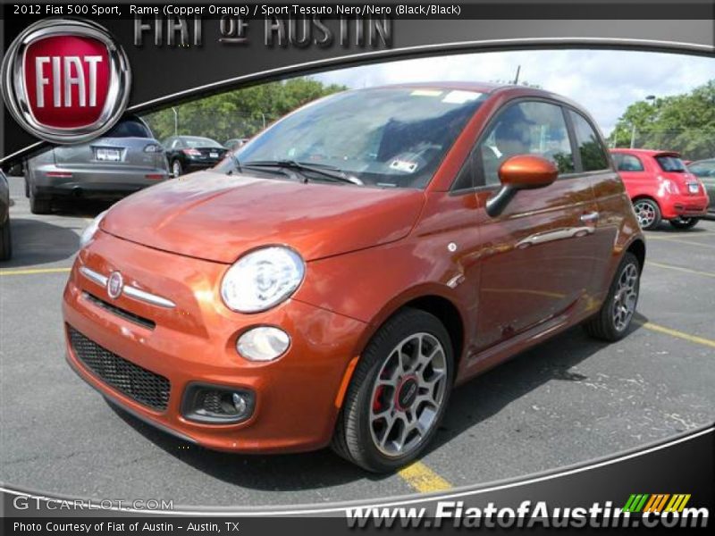 Rame (Copper Orange) / Sport Tessuto Nero/Nero (Black/Black) 2012 Fiat 500 Sport