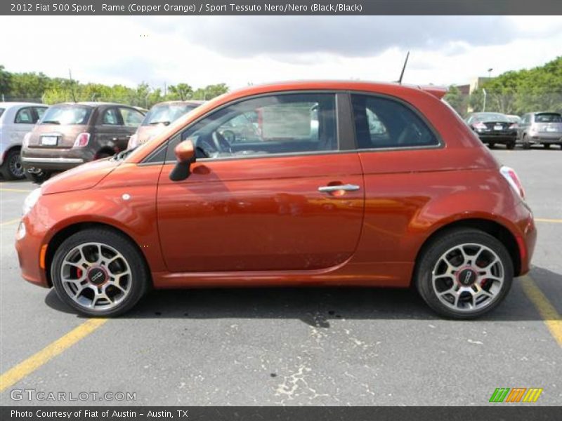Rame (Copper Orange) / Sport Tessuto Nero/Nero (Black/Black) 2012 Fiat 500 Sport