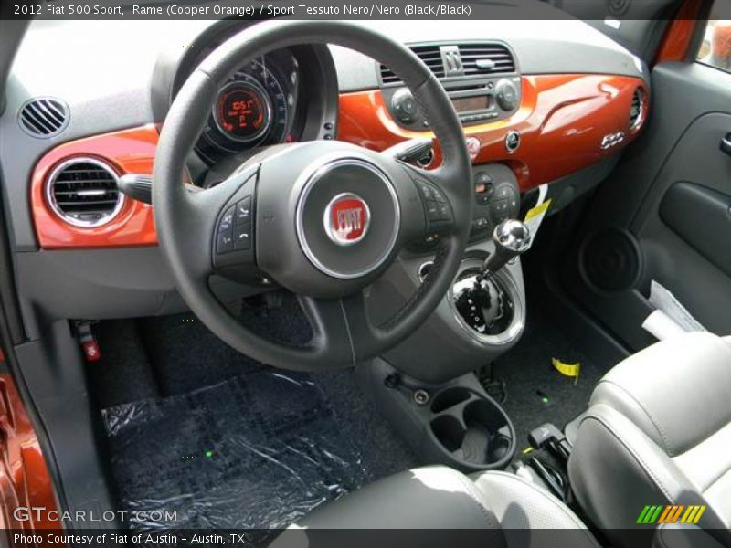 Rame (Copper Orange) / Sport Tessuto Nero/Nero (Black/Black) 2012 Fiat 500 Sport