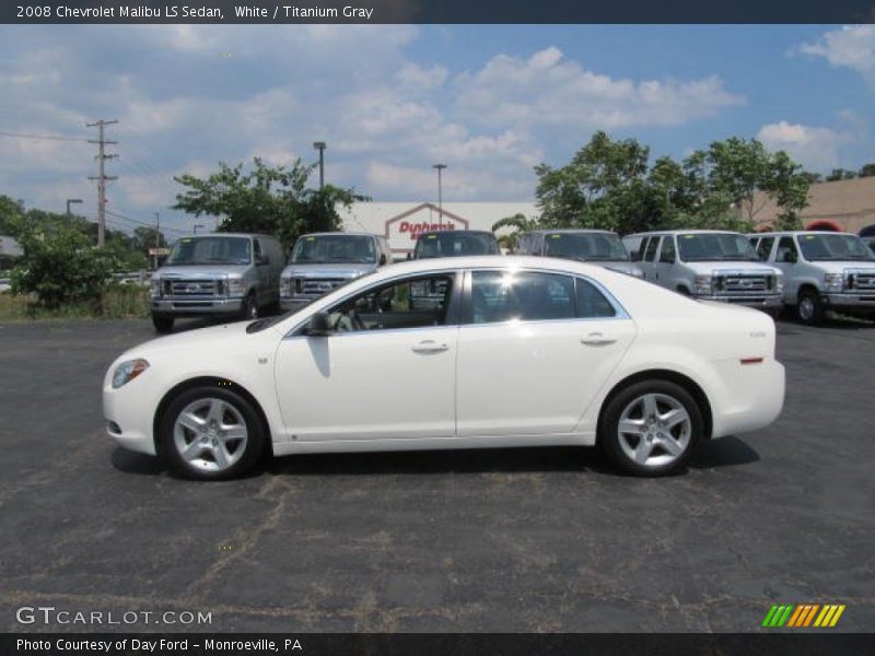 White / Titanium Gray 2008 Chevrolet Malibu LS Sedan