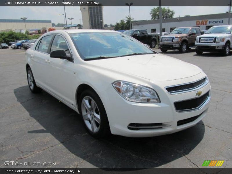 White / Titanium Gray 2008 Chevrolet Malibu LS Sedan