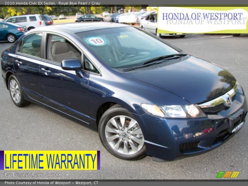 Royal Blue Pearl / Gray 2010 Honda Civic EX Sedan