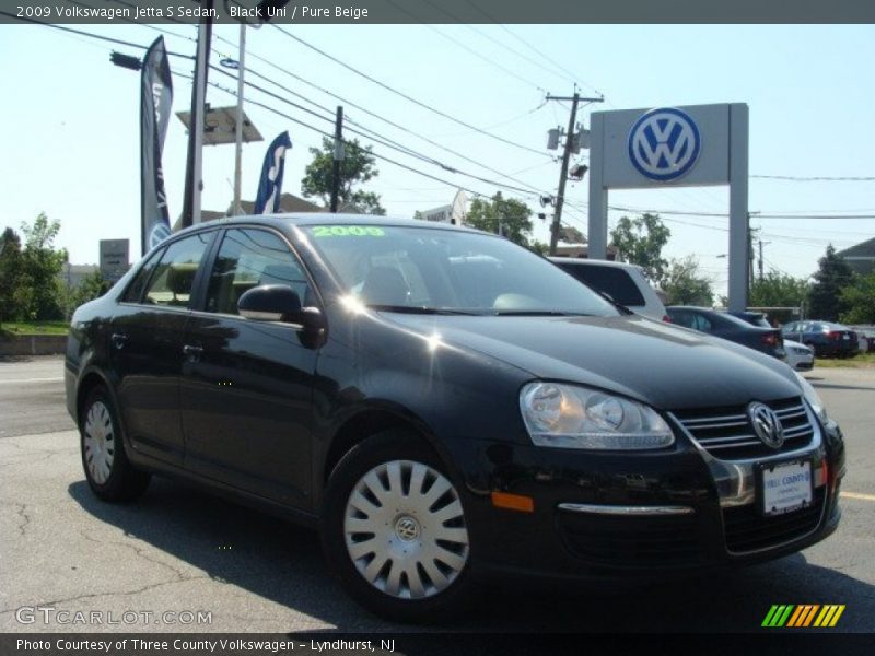 Black Uni / Pure Beige 2009 Volkswagen Jetta S Sedan