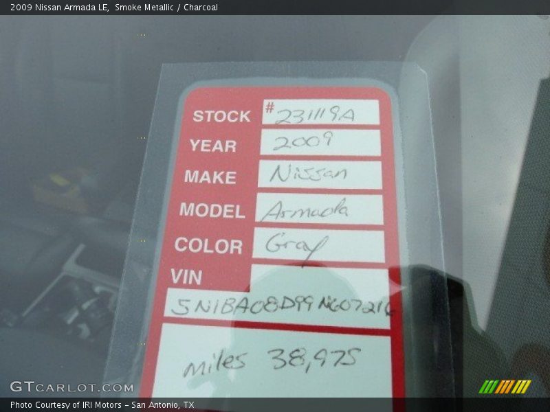 Smoke Metallic / Charcoal 2009 Nissan Armada LE