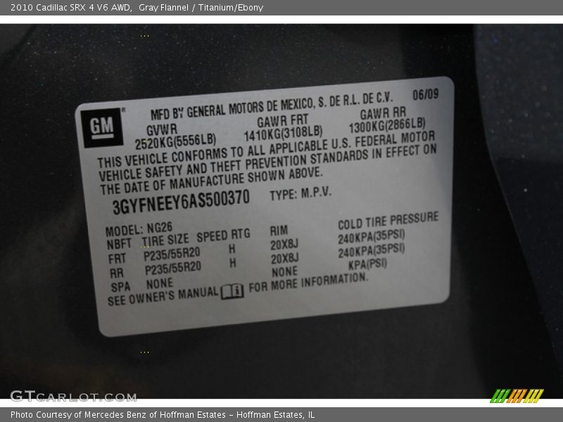 Gray Flannel / Titanium/Ebony 2010 Cadillac SRX 4 V6 AWD