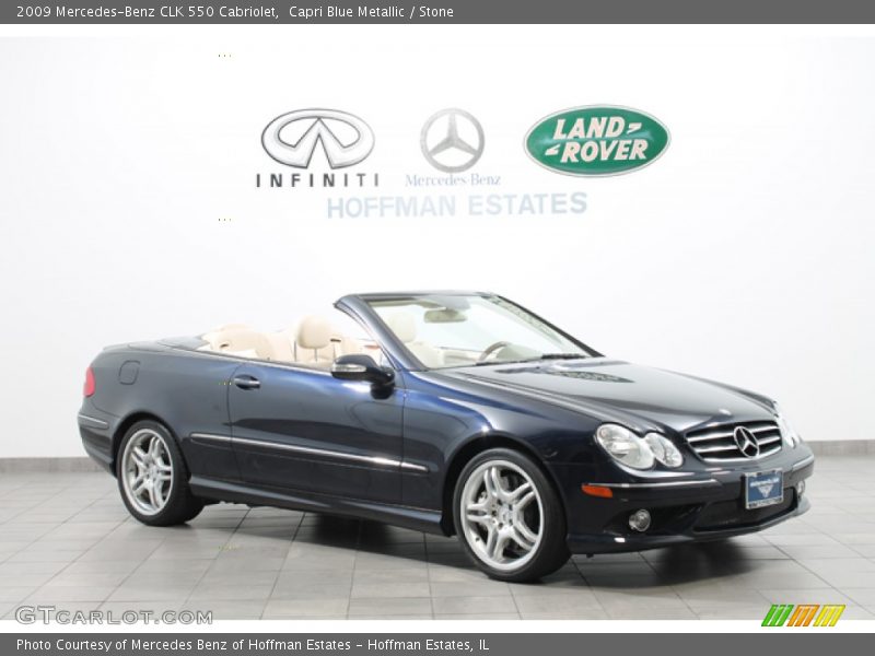Capri Blue Metallic / Stone 2009 Mercedes-Benz CLK 550 Cabriolet