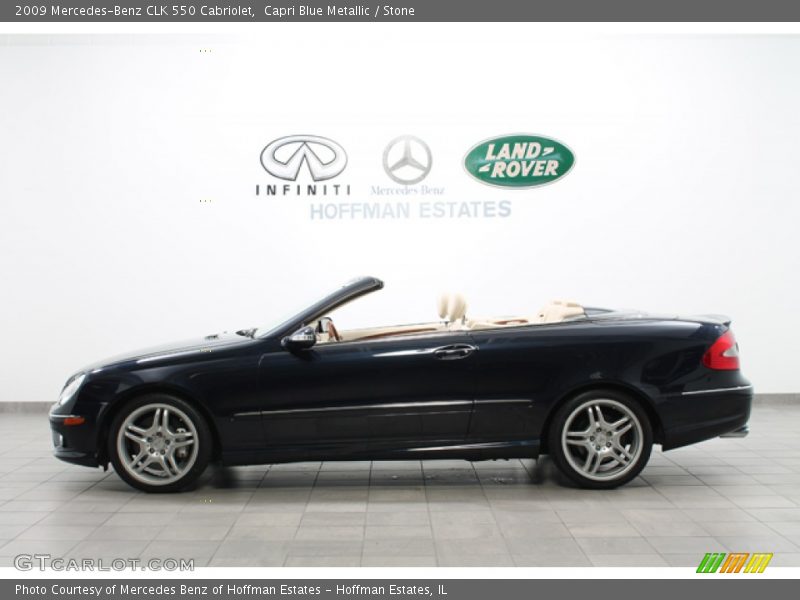 Capri Blue Metallic / Stone 2009 Mercedes-Benz CLK 550 Cabriolet