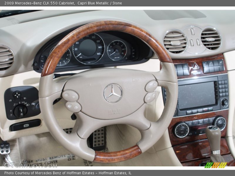 Capri Blue Metallic / Stone 2009 Mercedes-Benz CLK 550 Cabriolet