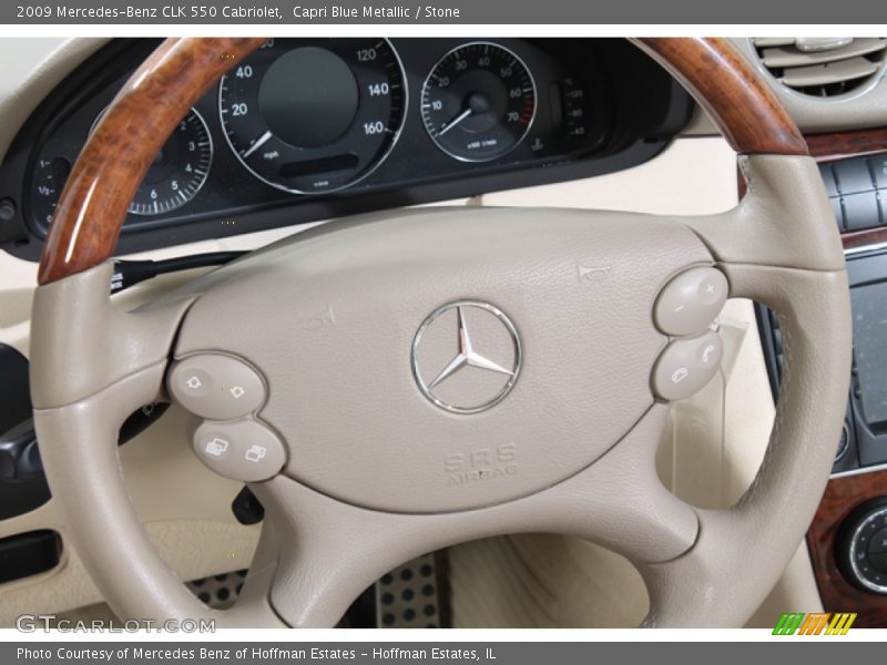 Capri Blue Metallic / Stone 2009 Mercedes-Benz CLK 550 Cabriolet