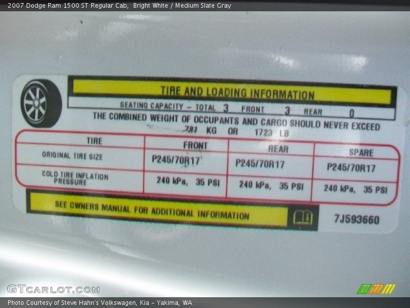 Bright White / Medium Slate Gray 2007 Dodge Ram 1500 ST Regular Cab