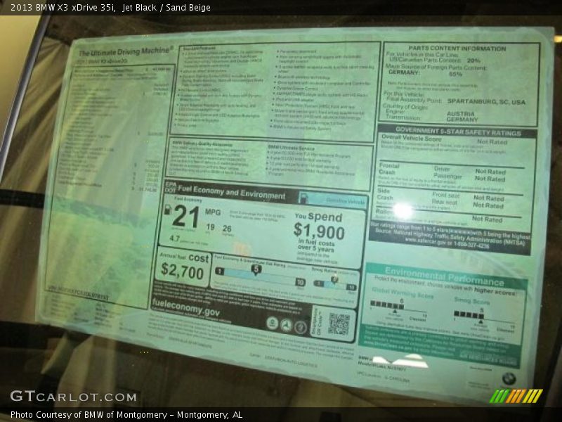 Jet Black / Sand Beige 2013 BMW X3 xDrive 35i