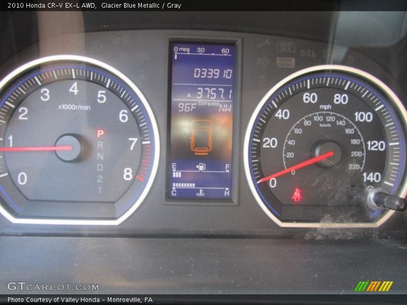 Glacier Blue Metallic / Gray 2010 Honda CR-V EX-L AWD