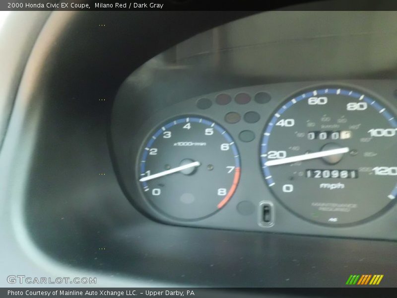 Milano Red / Dark Gray 2000 Honda Civic EX Coupe