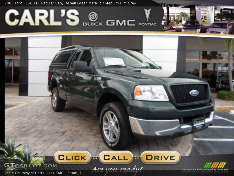 Aspen Green Metallic / Medium Flint Grey 2005 Ford F150 XLT Regular Cab