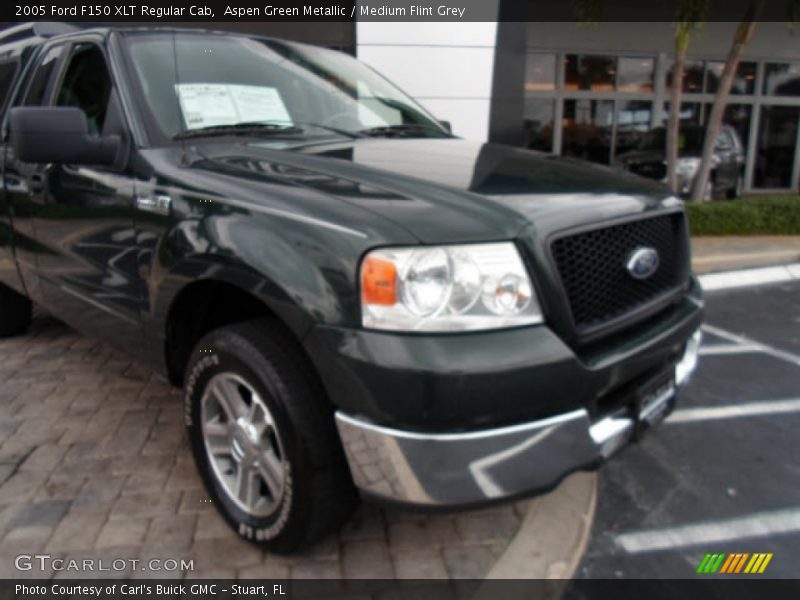 Aspen Green Metallic / Medium Flint Grey 2005 Ford F150 XLT Regular Cab
