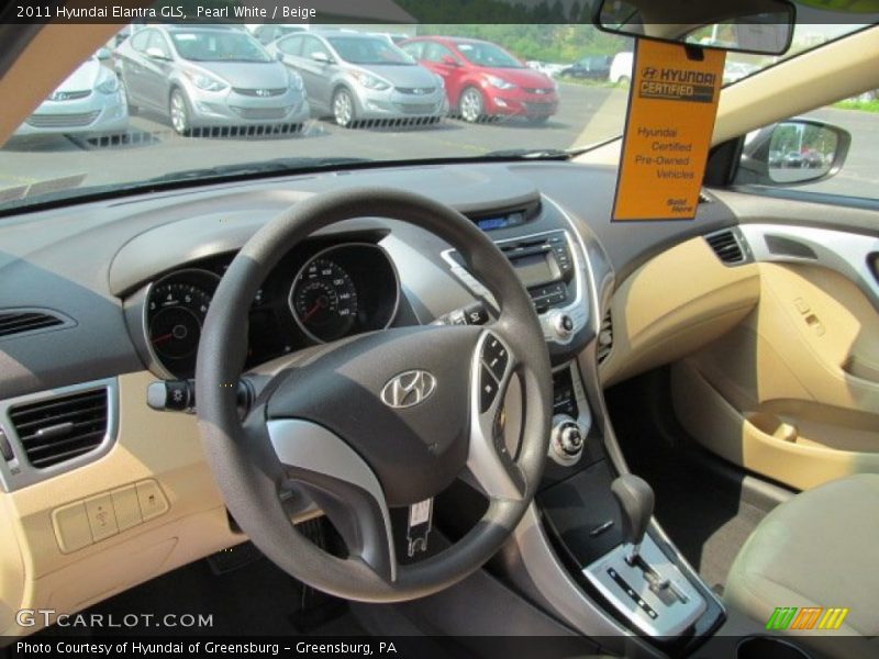 Pearl White / Beige 2011 Hyundai Elantra GLS