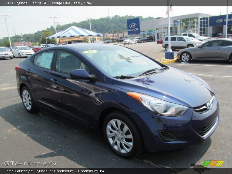 Indigo Blue Pearl / Gray 2011 Hyundai Elantra GLS