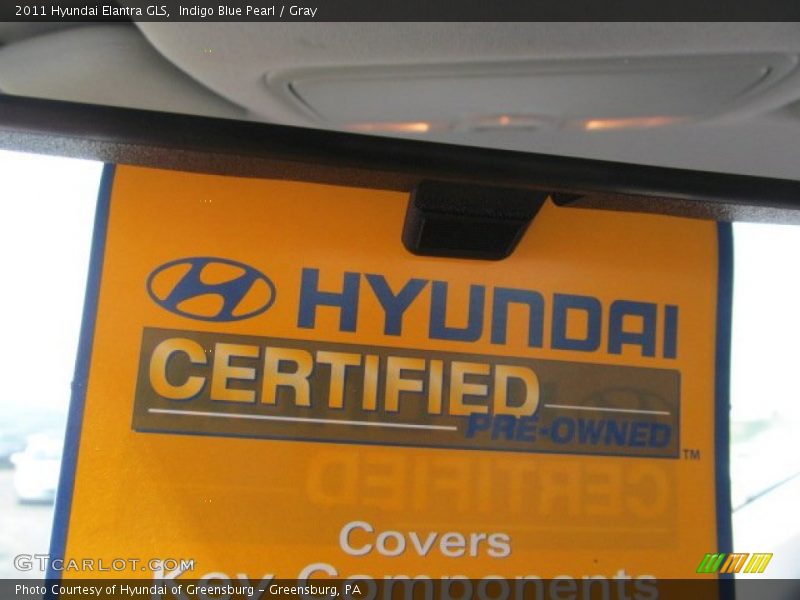 Indigo Blue Pearl / Gray 2011 Hyundai Elantra GLS