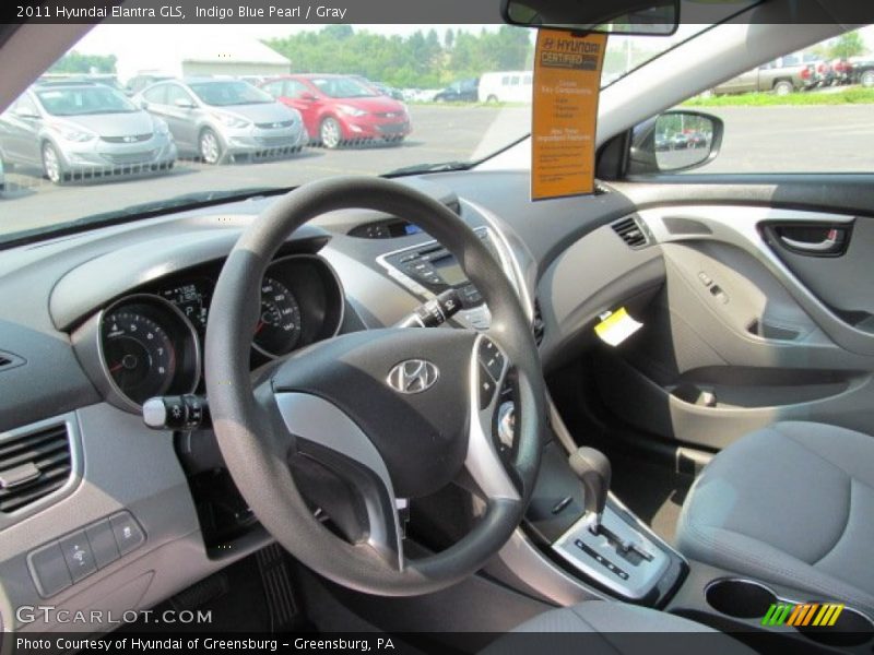 Indigo Blue Pearl / Gray 2011 Hyundai Elantra GLS