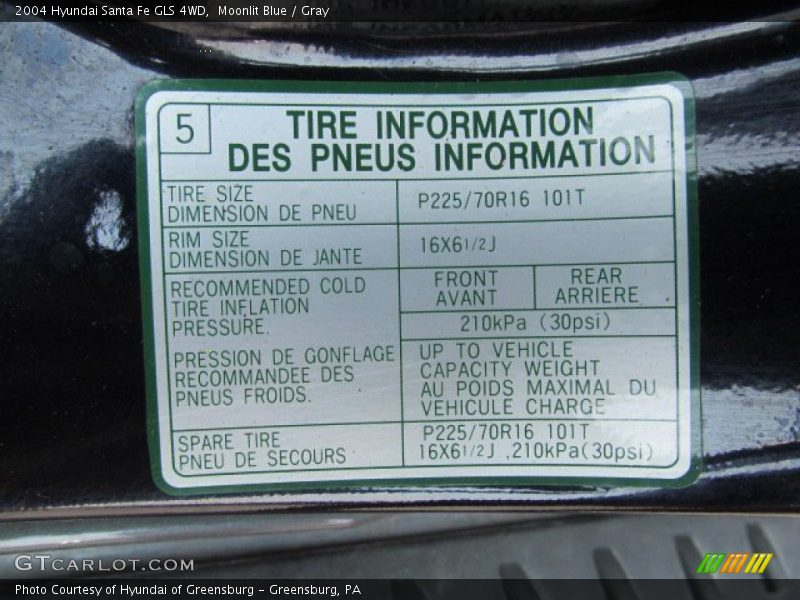 Moonlit Blue / Gray 2004 Hyundai Santa Fe GLS 4WD