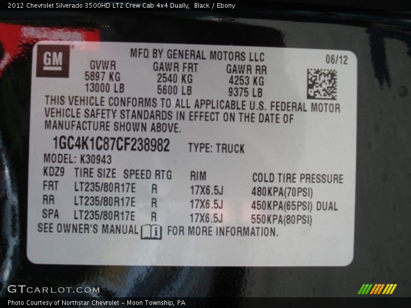 Black / Ebony 2012 Chevrolet Silverado 3500HD LTZ Crew Cab 4x4 Dually