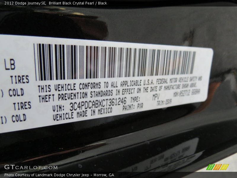 Brilliant Black Crystal Pearl / Black 2012 Dodge Journey SE