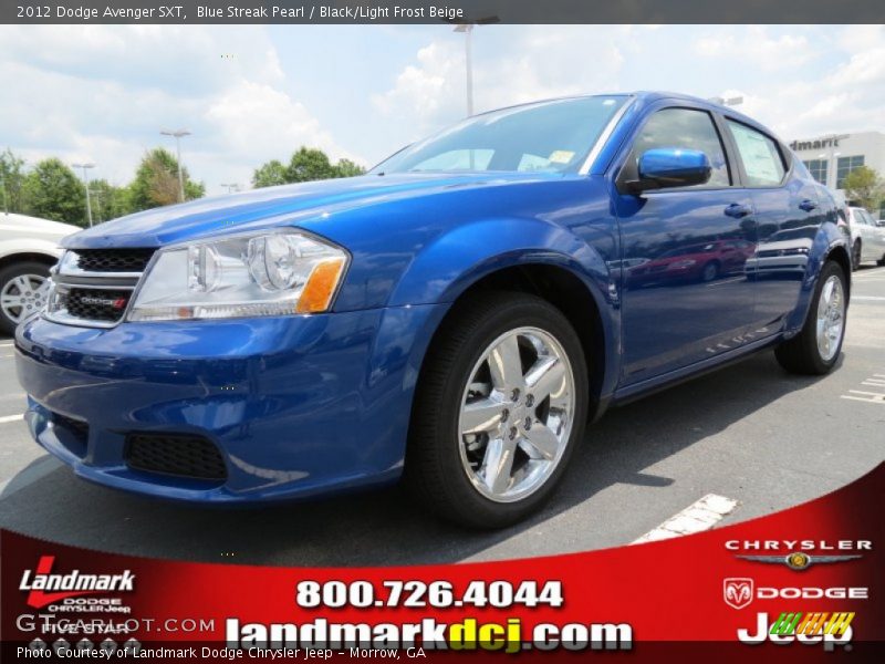 Blue Streak Pearl / Black/Light Frost Beige 2012 Dodge Avenger SXT