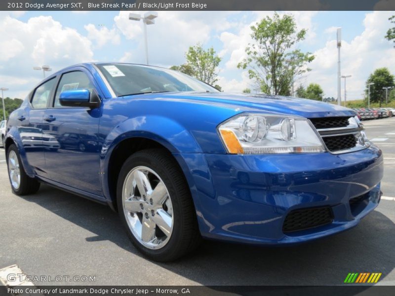 Blue Streak Pearl / Black/Light Frost Beige 2012 Dodge Avenger SXT
