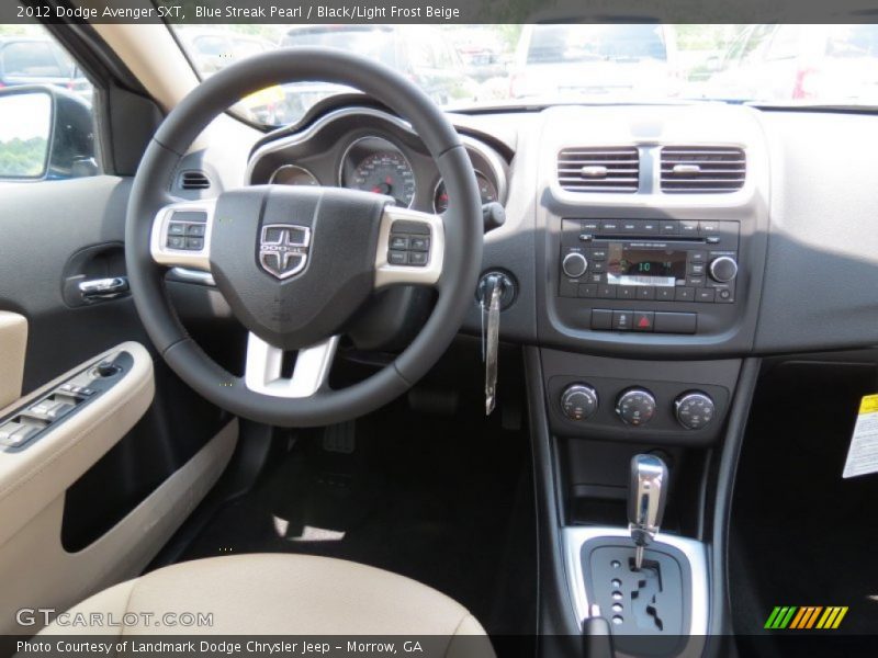 Blue Streak Pearl / Black/Light Frost Beige 2012 Dodge Avenger SXT
