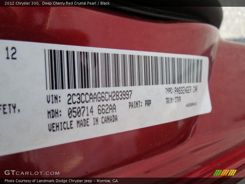 Deep Cherry Red Crystal Pearl / Black 2012 Chrysler 300