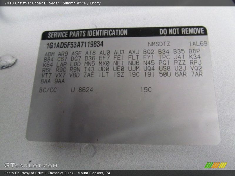 Summit White / Ebony 2010 Chevrolet Cobalt LT Sedan
