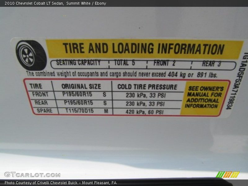 Summit White / Ebony 2010 Chevrolet Cobalt LT Sedan