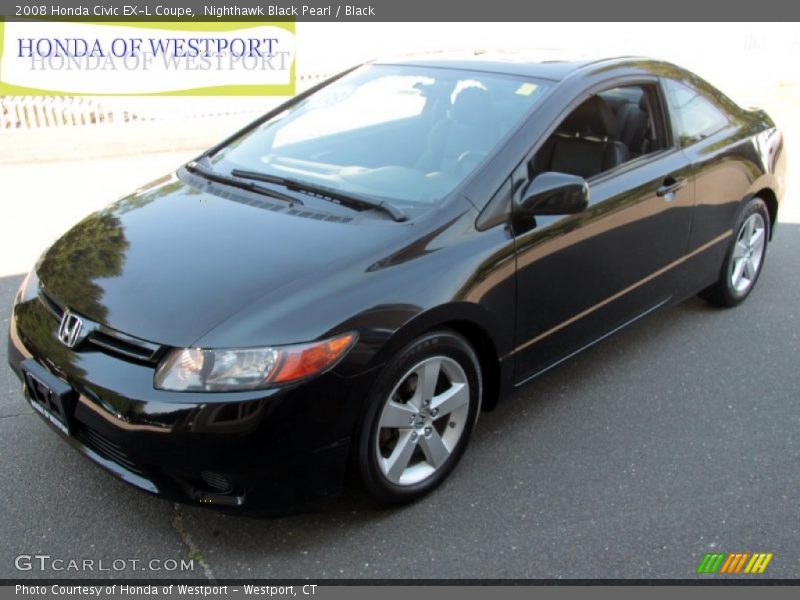 Nighthawk Black Pearl / Black 2008 Honda Civic EX-L Coupe