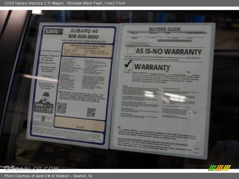 Obsidian Black Pearl / Ivory Tricot 2009 Subaru Impreza 2.5i Wagon