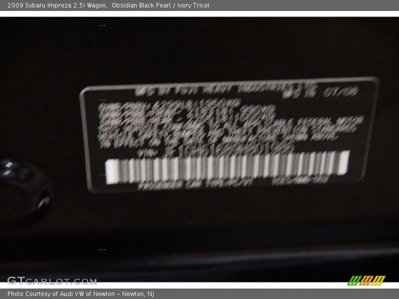 Obsidian Black Pearl / Ivory Tricot 2009 Subaru Impreza 2.5i Wagon