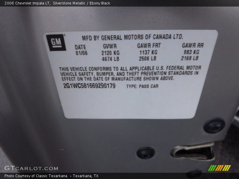 Silverstone Metallic / Ebony Black 2006 Chevrolet Impala LT