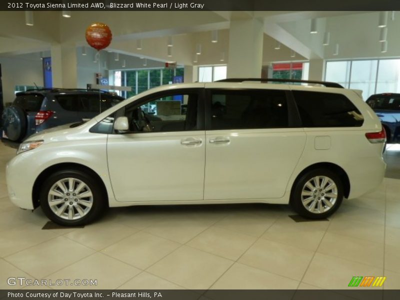 Blizzard White Pearl / Light Gray 2012 Toyota Sienna Limited AWD