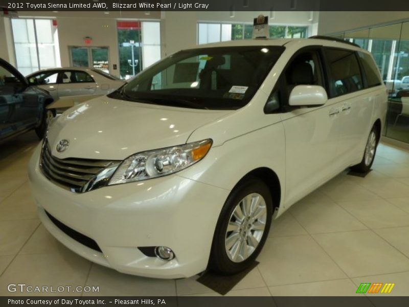 Blizzard White Pearl / Light Gray 2012 Toyota Sienna Limited AWD