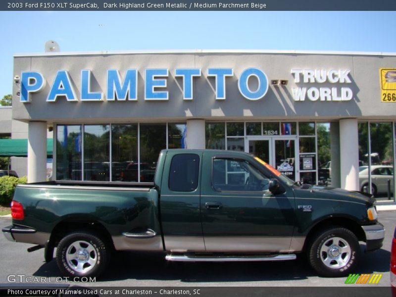Dark Highland Green Metallic / Medium Parchment Beige 2003 Ford F150 XLT SuperCab