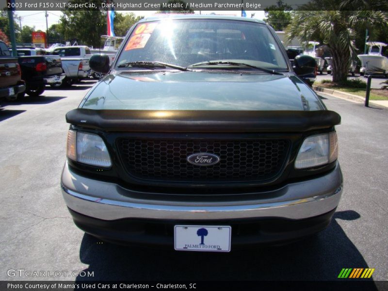 Dark Highland Green Metallic / Medium Parchment Beige 2003 Ford F150 XLT SuperCab