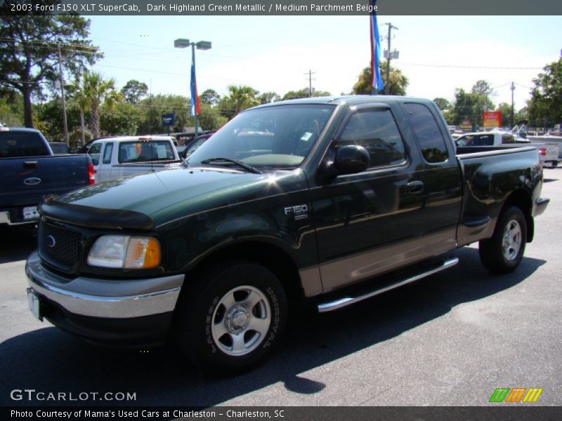 Dark Highland Green Metallic / Medium Parchment Beige 2003 Ford F150 XLT SuperCab