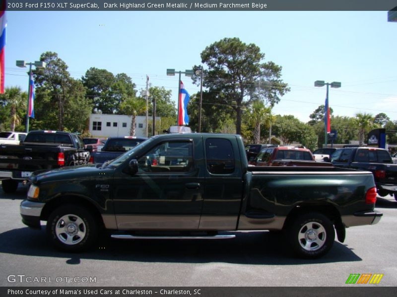 Dark Highland Green Metallic / Medium Parchment Beige 2003 Ford F150 XLT SuperCab