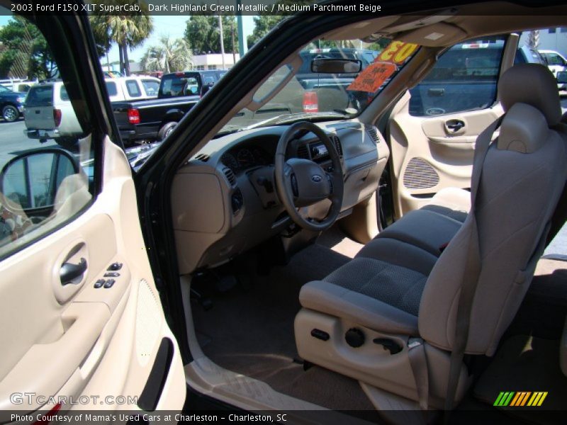 Dark Highland Green Metallic / Medium Parchment Beige 2003 Ford F150 XLT SuperCab